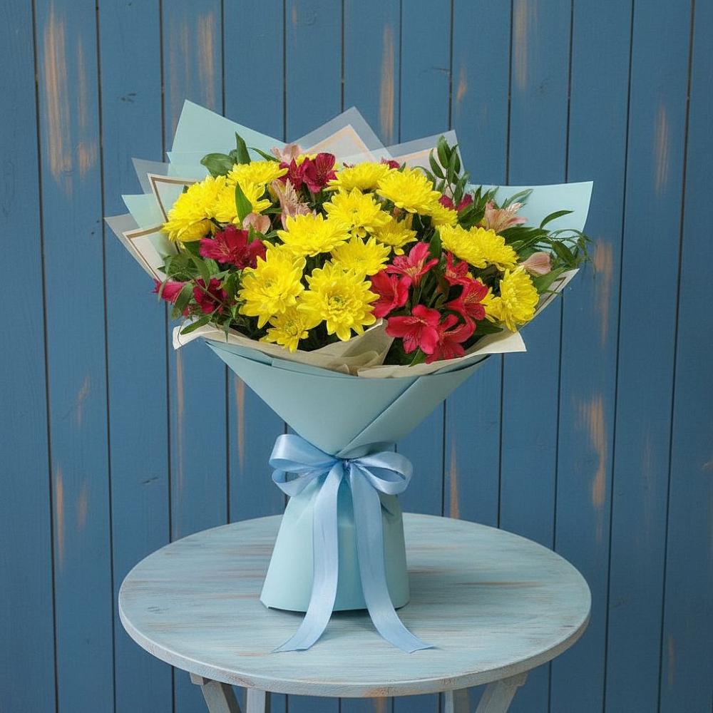 Букет цветов из: Альстромерии и Хризантемы в Федурново