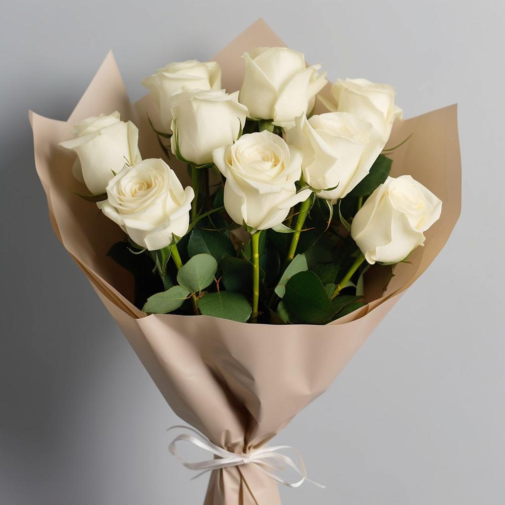 Букет 9 Белых роз Эдлесс Лав в Федурново
