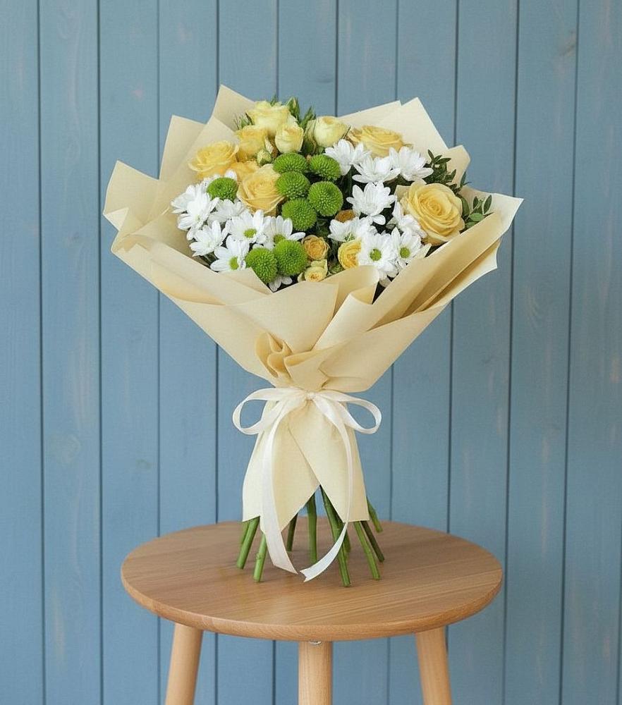 Букет цветов из: Хризантемы и Розы в Федурново