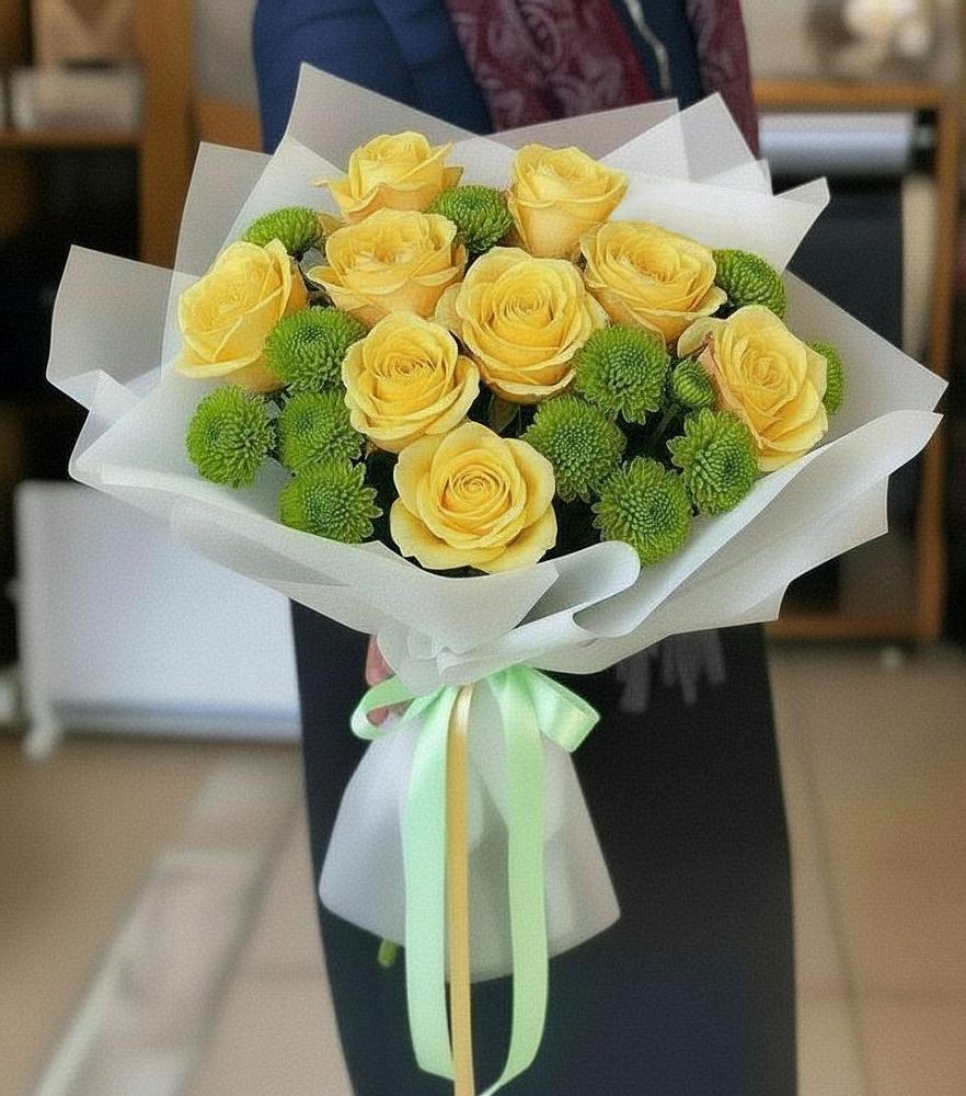 Букет цветов из: Хризантемы и Розы в Федурново