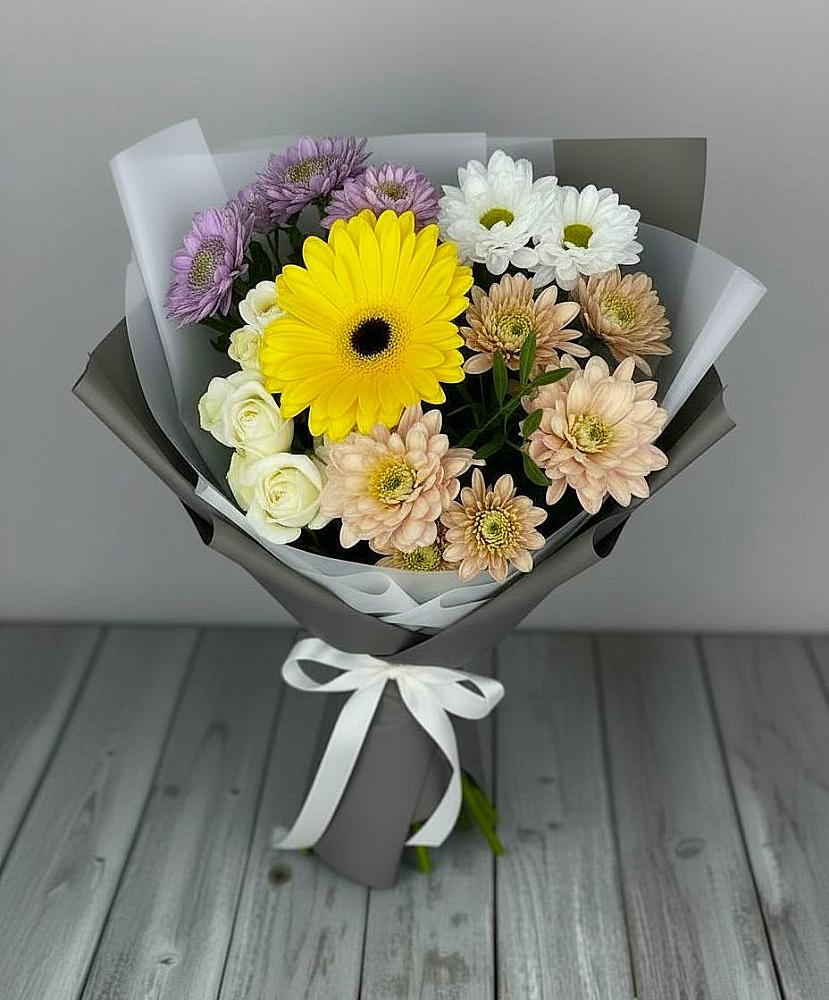Букет цветов из: Розы, Герберы и Хризантемы в Федурново