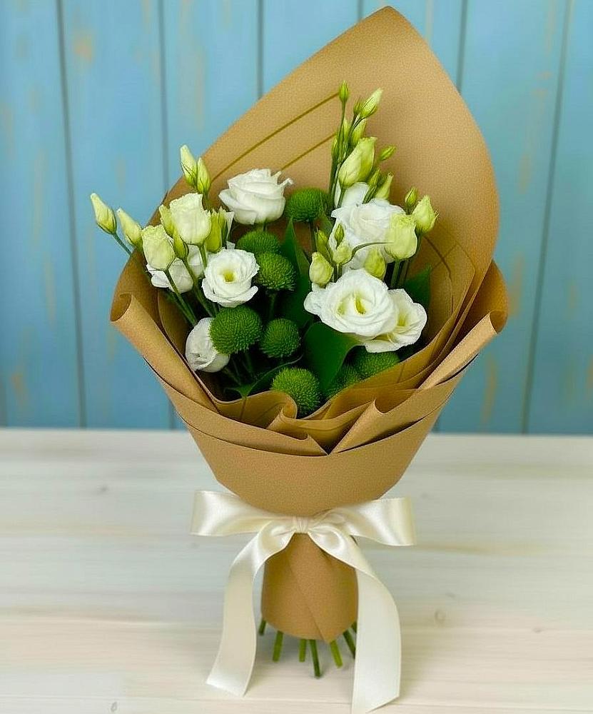 Букет цветов из: Хризантемы и Лизиантусы в Федурново