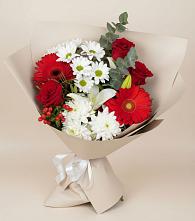 Букет цветов из:  Розы, Хризантемы, Герберы и Лилии в Федурново