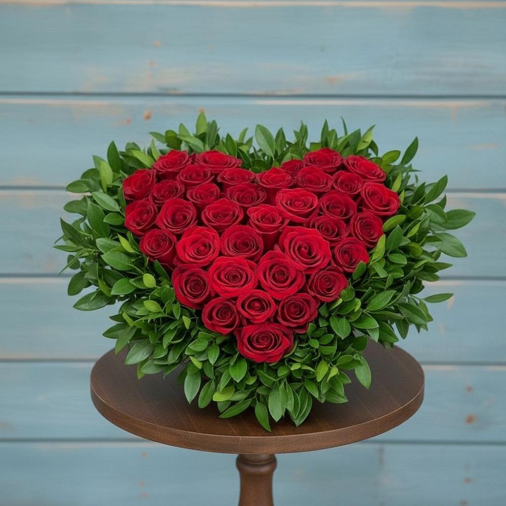 Цветочная композиция из Розы в виде сердца в Федурново