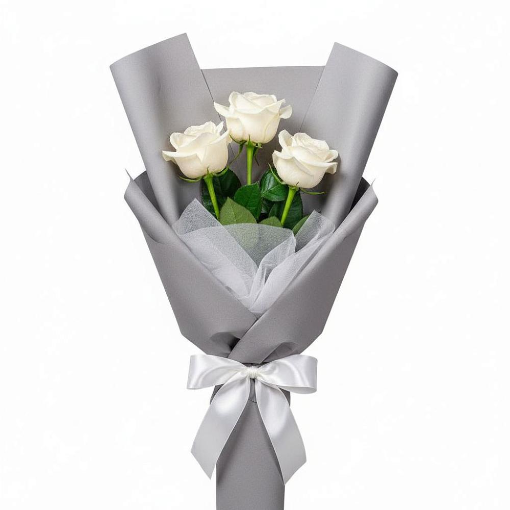 Букет 3 белые розы в Федурново
