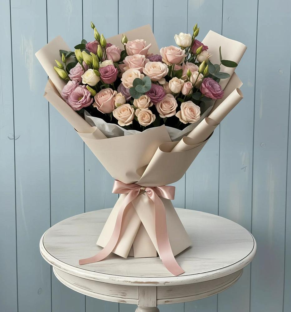 Букет цветов из: Розы и Лизиантусы в Федурново