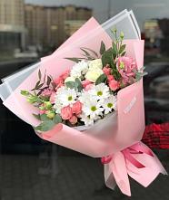 Букет цветов из:  Розы, Лизиантусы и Хризантемы в Федурново