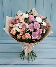 Букет цветов из:  Хризантемы, Розы и Альстромерии в Федурново