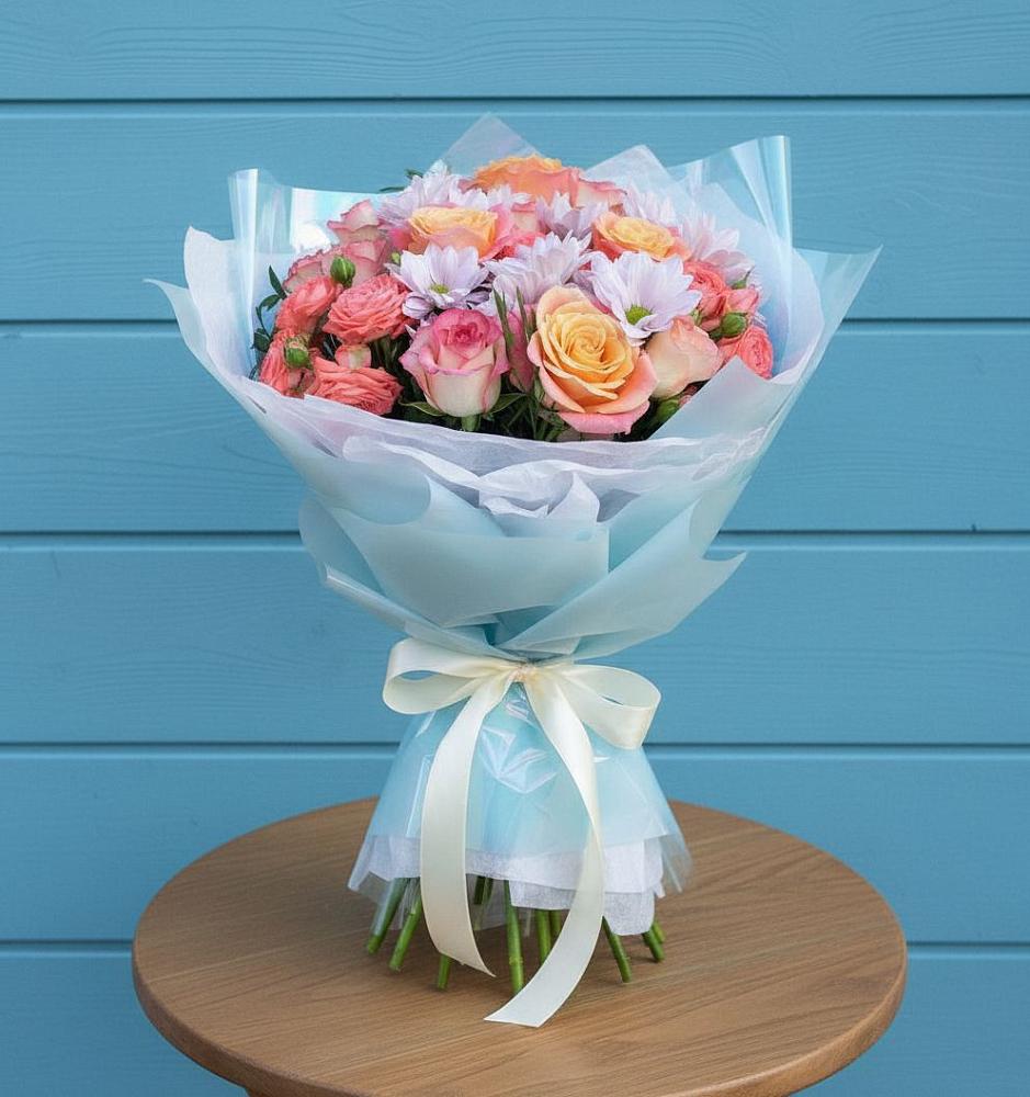 Букет цветов из: Хризантемы и Розы в Федурново