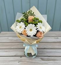 Букет цветов из:  Герберы, Розы и Хризантемы #REPLACE_PRED# Федурново